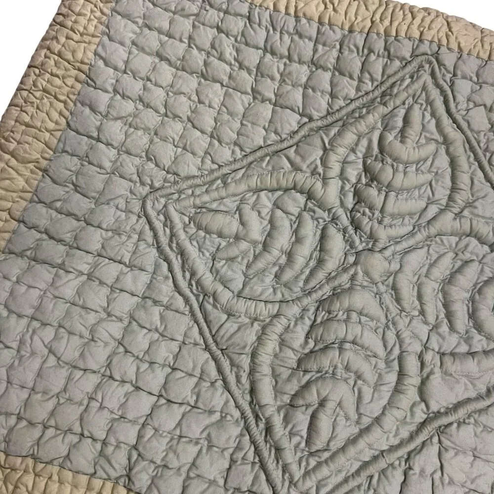 Eddie Bauer Quilted Cotton Rustic Pillow‎ Sham Green Striped & Patterned Accent